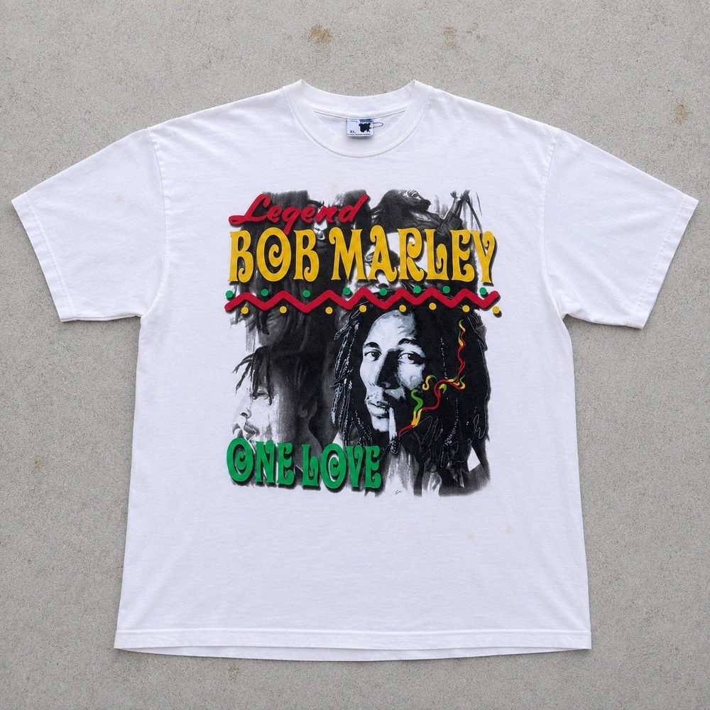 Phat Doc Bob Marley Legend One Love Graphic T-Shirt Mens XL White Reggae Music